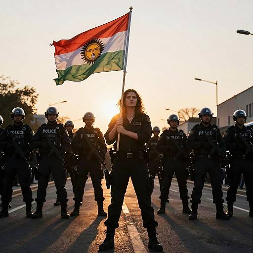 Defiance at Dusk: A Protest Scene