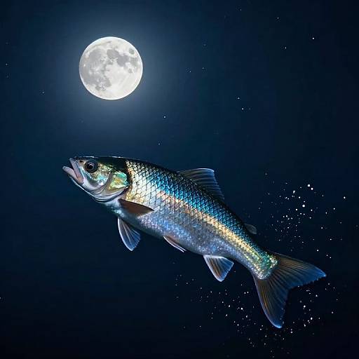 Majestic Moonlit Fish and Cosmos