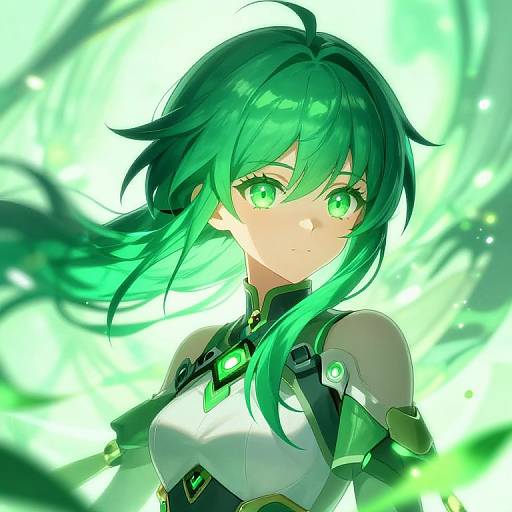 Vibrant Emerald Anime Character PFP