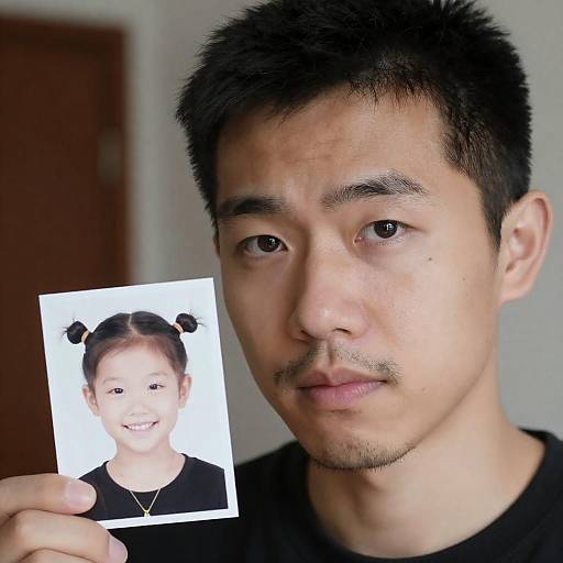 Emotional Moment: Man Holding Photograph