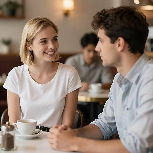 Charming Café Scene with Engaging Characters