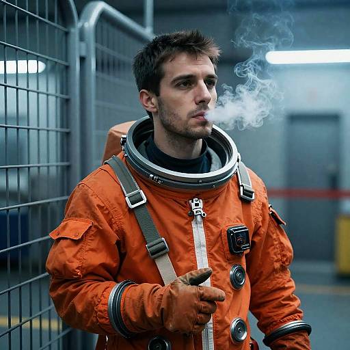 Industrial Space Suit Portrait at Night