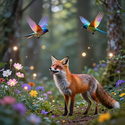 Radiant Canadian Forest with Glowing Wildlife