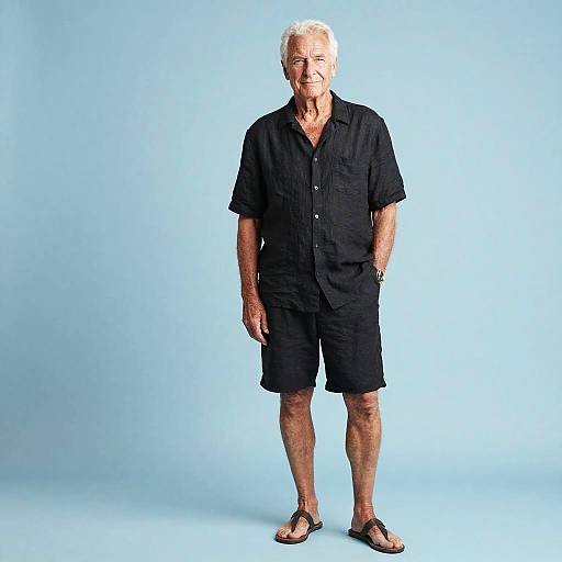 Relaxed Senior Man in Casual Outfit