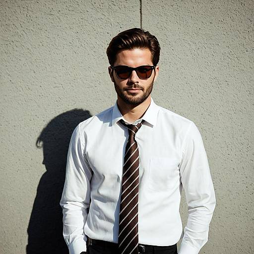 Stylish Man in White Shirt and Sunglasses