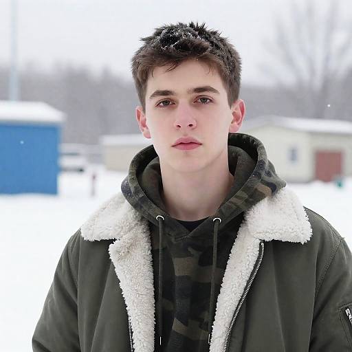 Snowy Portrait of a Young Man