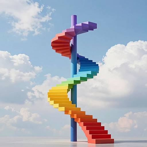 Vibrant Rainbow Staircase to Sky