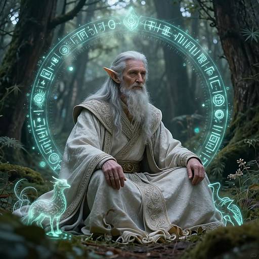 Elderly Elf in Enchanted Forest
