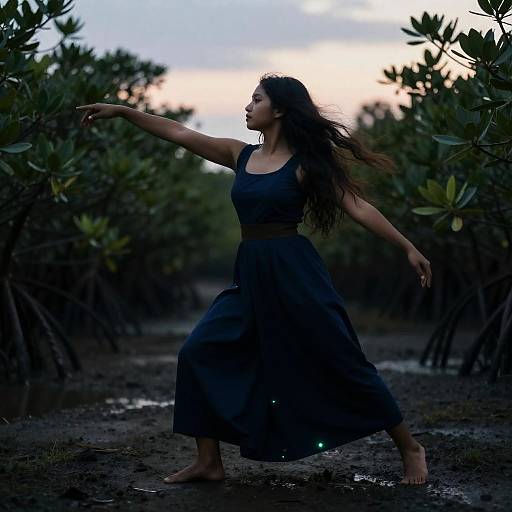 Bioluminescent Mangrove Siren at Dusk