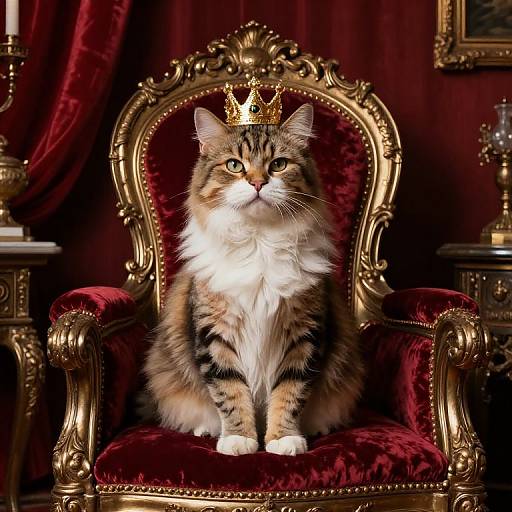 Arrogant Cat on Velvet Throne