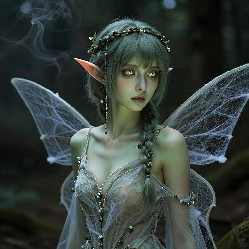 Ethereal Woodland Nymph with Glowing Eyes
