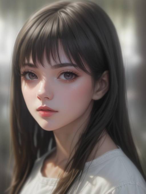 Photorealistic Portrait of Young Woman with Brown Hair