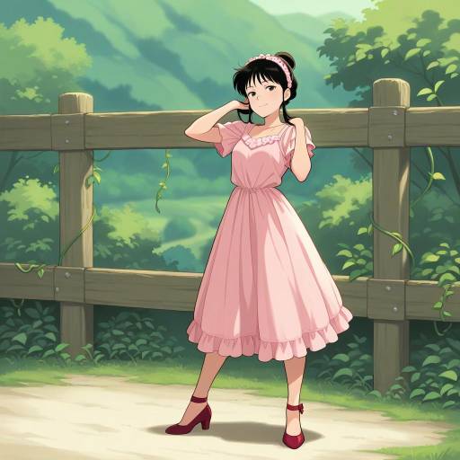 Elegant Ghibli Girl in Nature Elegant Ghibli Girl in Nature
