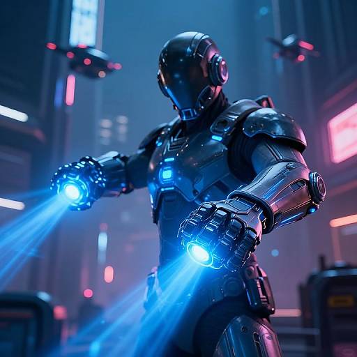 Futuristic Repulsor Gauntlets in Dystopia