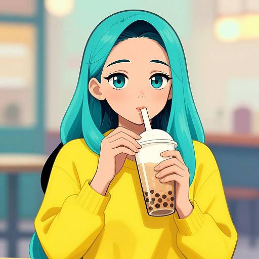 Cute Malay Girl Drinking Boba Tea