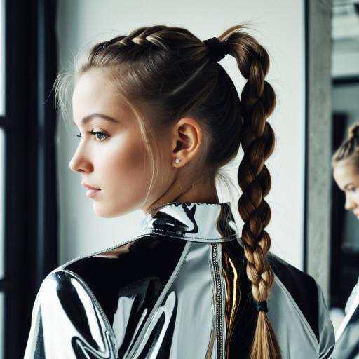 Teen Girl with Braided Ponytail and Glossy Jacket Teen Girl with Braided Ponytail and Glossy Jacket
