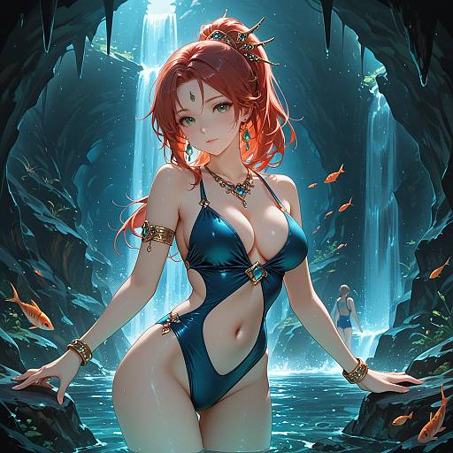 Bold Jewelry and Beauty by Waterfall