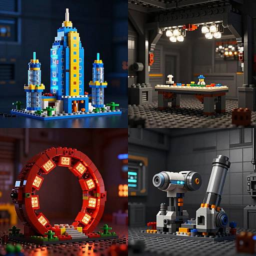 Vibrant Neon Sci-Fi LEGO Scenes
