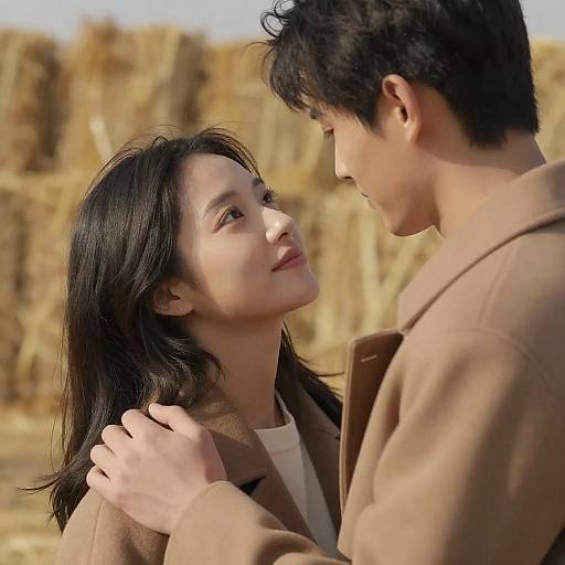 Sunlit Hayfield Embrace Between Lovers