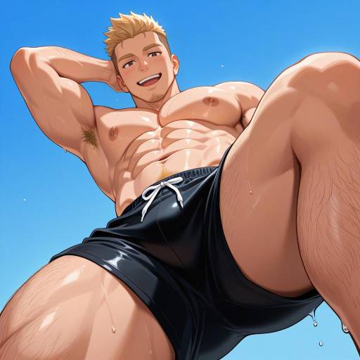 Muscular Male Character in Swimwear Muscular Male Character in Swimwear
