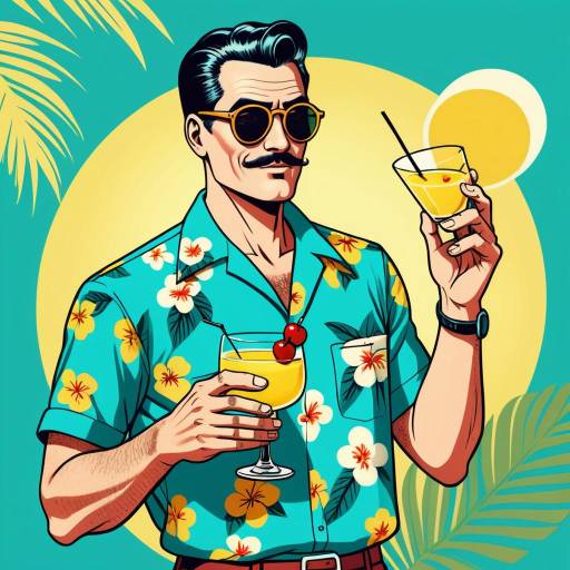 Retro Tropical Vibe Comic Illustration