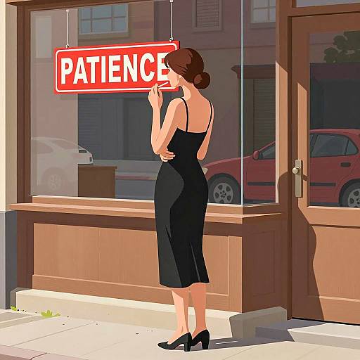 Elegant Woman at Store Window Scene