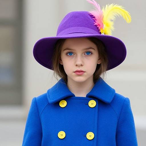 Girl in Blue Coat and Feathered Hat