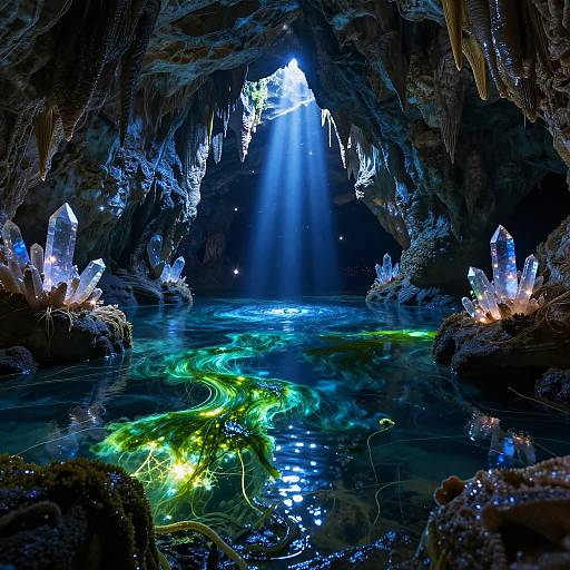 Bioluminescent Fantasy Cave Lagoon