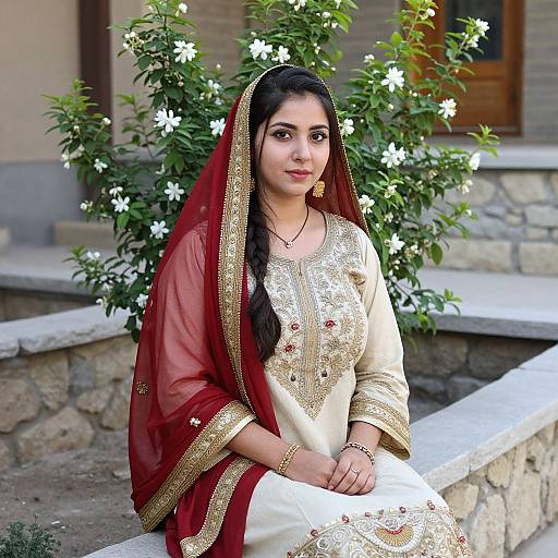 Young Kashmiri Woman in Traditional Attire