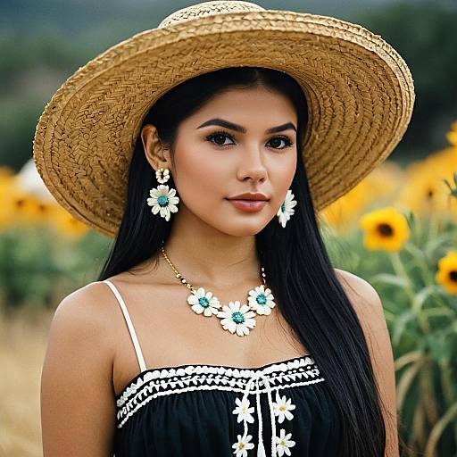 Elegant Mexican Attire with Accessories