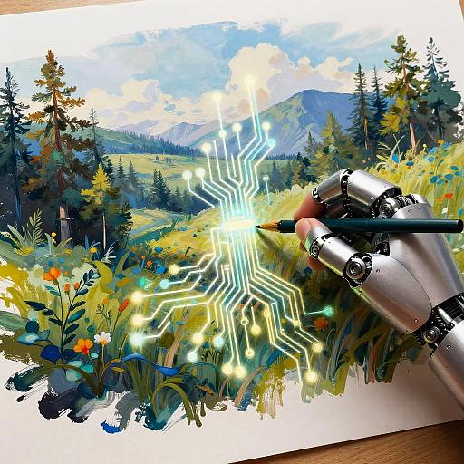 Human-Robot Fusion Painting Nature