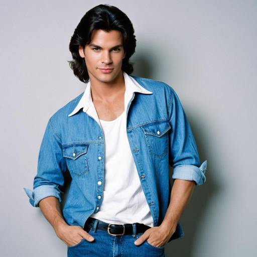1980s Style Man in Denim Outfit