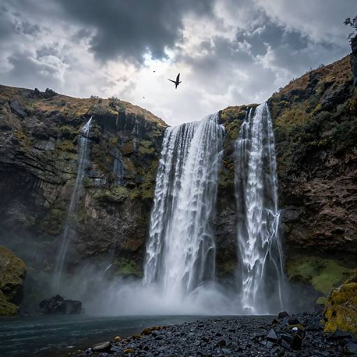 Gravity-Reversed Valley with Upside Down Waterfalls