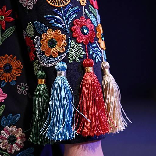 Close-Up Tassel Embroidery on Costume Sleeve