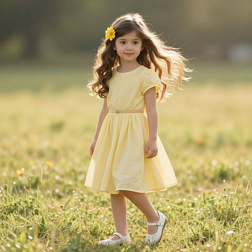 Serene Young Girl in Sunlit Meadow