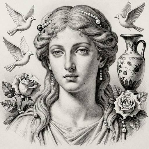 Aphrodite Portrait with Mythological Symbols
