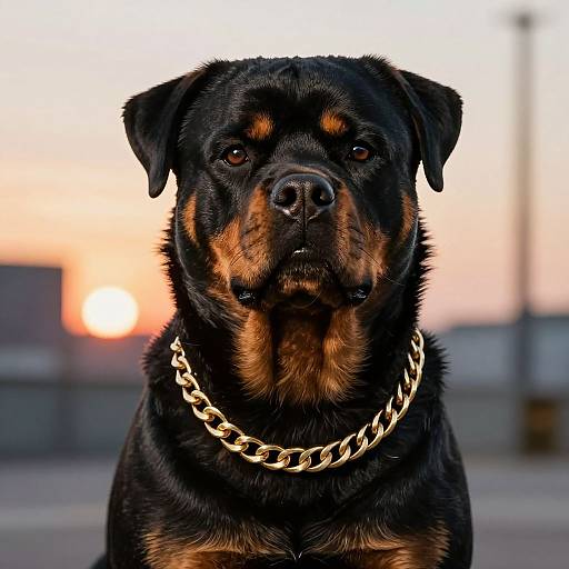 Muscular Rottweiler with Gold Chain