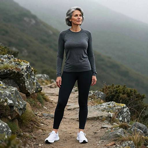 Confident Woman Running Mountain Trail