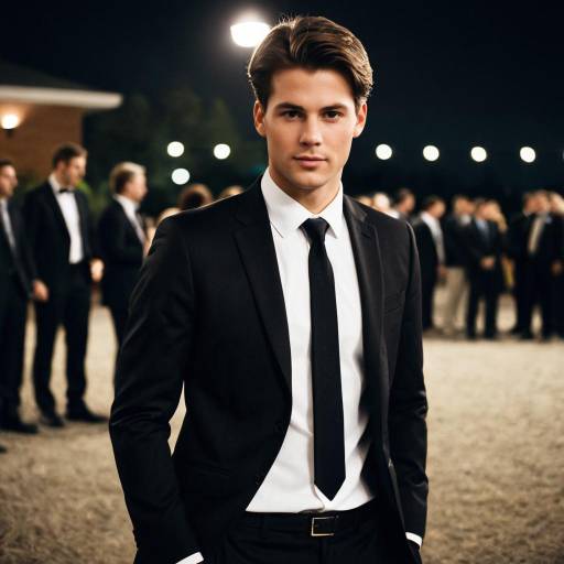 Young Man in Suit at Evening Event