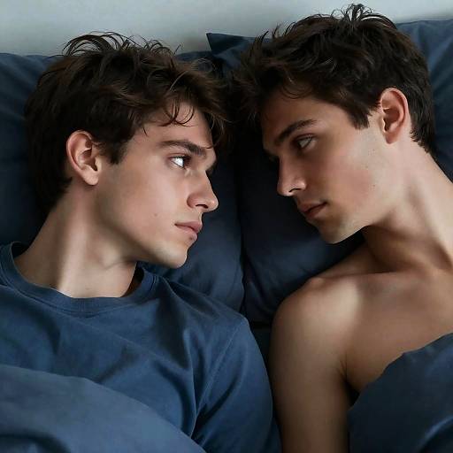 Intimate Close-Up of Two Men in Bed