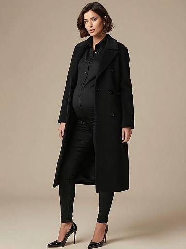 Sleek Monochrome Maternity Fashion Portrait