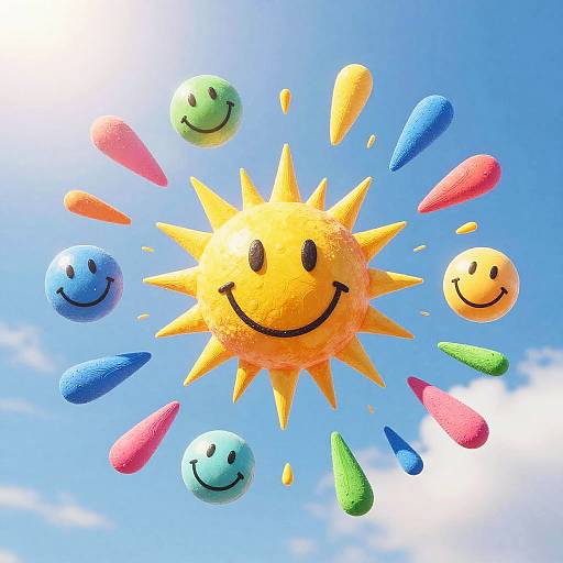 Joyful Symbols in Vibrant Sky