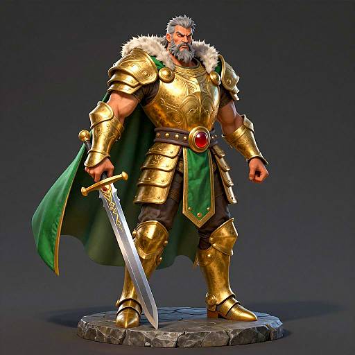 CGI Warrior in Gold Armor with Sword