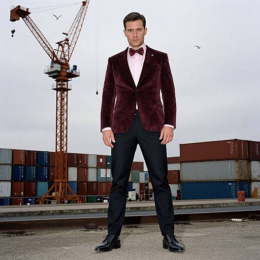 Confident Man in Burgundy Velvet Blazer