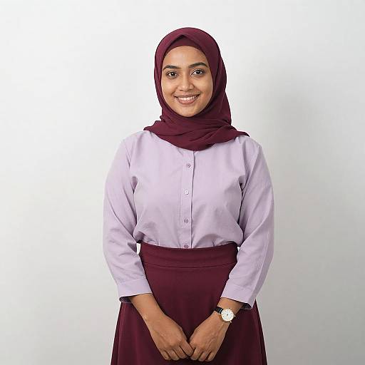 Smiling Woman in Maroon Hijab Portrait