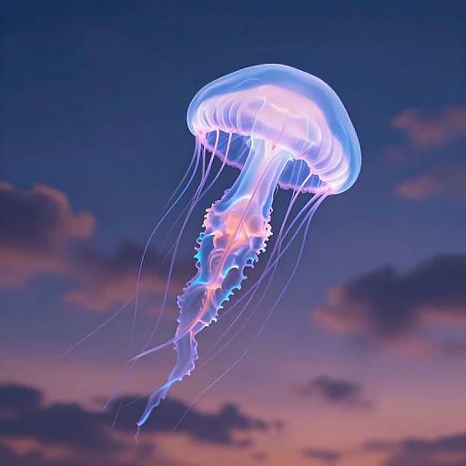 Ethereal Jellyfish in Twilight Sky