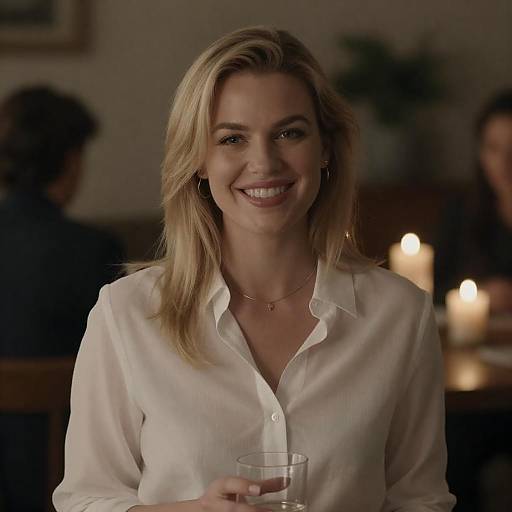 Warm Portrait of a Smiling Blonde Woman