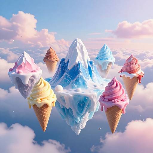 Whimsical Floating Ice Cream Mountains