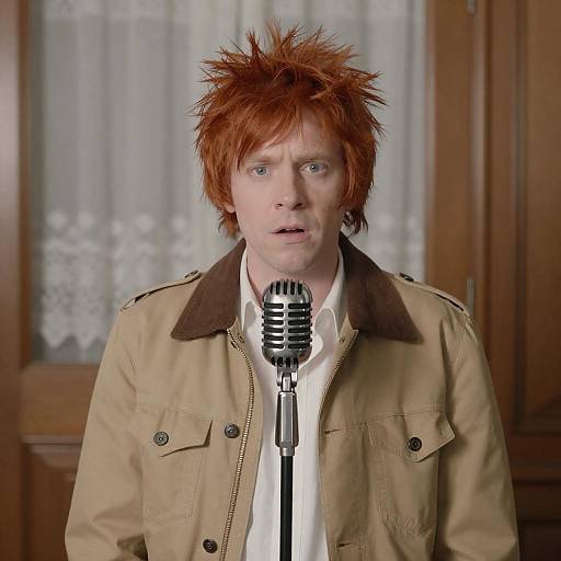 Surprised Man with Spiky Red Hair