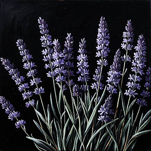 Dark Realistic Lavender Oil Painting